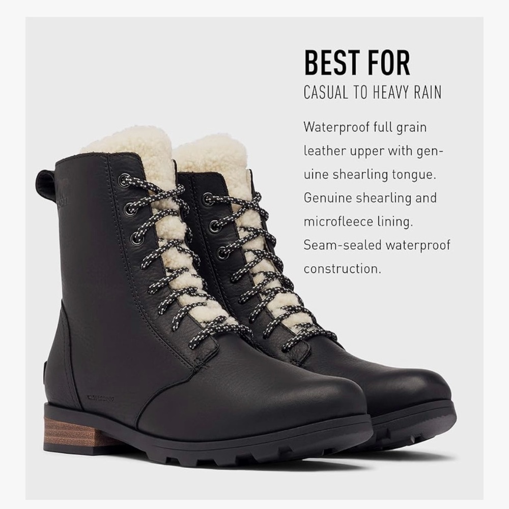 Sorel Women's Emelie Short Lace Cozy Leather Boot- Waterproof NWT - Picture 11 of 11